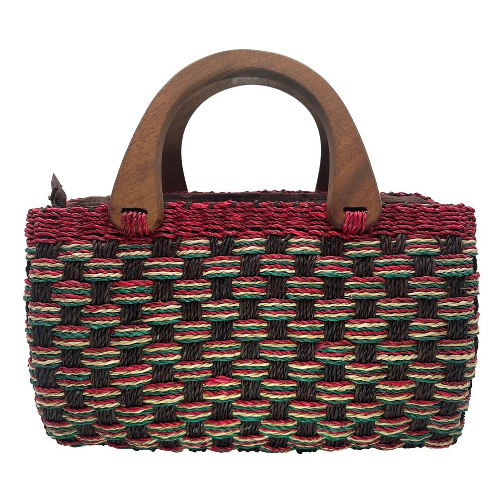 Women's Sturdy Abaca Handbags Native Artisan Handwoven With Wooden Handles